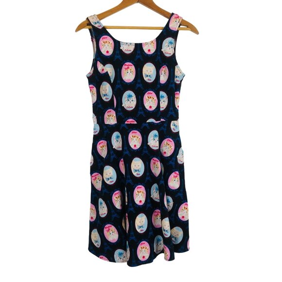 Modcloth Retrolicious Cats in Paris A Line Dress Sz Small Sleeveless - Picture 1 of 10